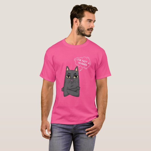 Ik ben geen knuffelende T-shirt verveelde kat sarc (Voorkant volledig)