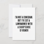 Ik ben geen komiek, maar ik heb een grasmaaier bij bedankkaart (Voorkant)