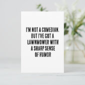 Ik ben geen komiek, maar ik heb een grasmaaier bij bedankkaart (Staand voorkant)