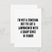 Ik ben geen komiek, maar ik heb een grasmaaier bij bedankkaart (Voorkant / Achterkant)
