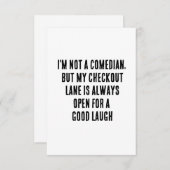 Ik ben geen komiek, maar mijn kassa is altijd bedankkaart (Voorkant / Achterkant)