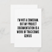 Ik ben geen komiek, maar mijn projectdocumentatie bedankkaart (Voorkant / Achterkant)