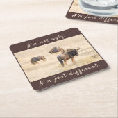 Ik ben geen lelijke wildebeest foto met tekst kartonnen onderzetters (Schuin)