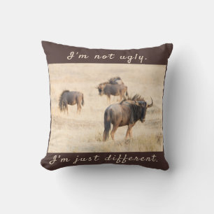 Ik ben geen lelijke wildebeest foto met tekst kussen