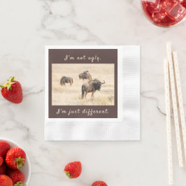 Ik ben geen lelijke wildebeest foto met tekst servet