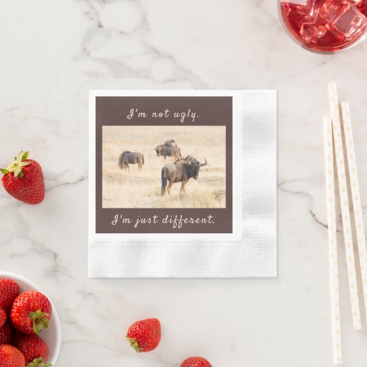 Ik ben geen lelijke wildebeest foto met tekst servet (Insitu)