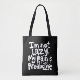 Ik ben geen luie krijger witte typografie tote bag