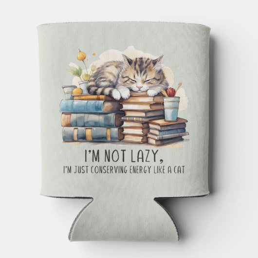 Ik ben geen luie schattige kat blikjeskoeler (Achterkant)