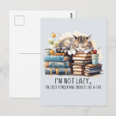 Ik ben geen luie schattige kat briefkaart (Voorkant / Achterkant)