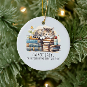 Ik ben geen luie schattige kat keramisch ornament