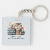 Ik ben geen luie schattige kat sleutelhanger (Achterkant)