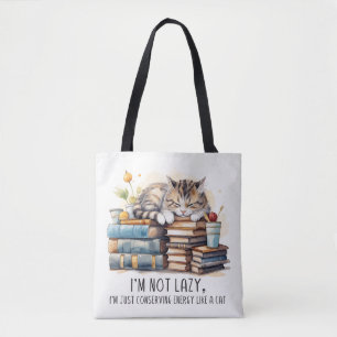 Ik ben geen luie schattige kat tote bag