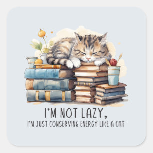Ik ben geen luie schattige kat vierkante sticker