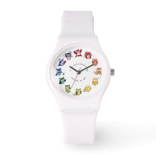 Ik ben geen ochtendmens regenbooguilen horloge (Voorkant)