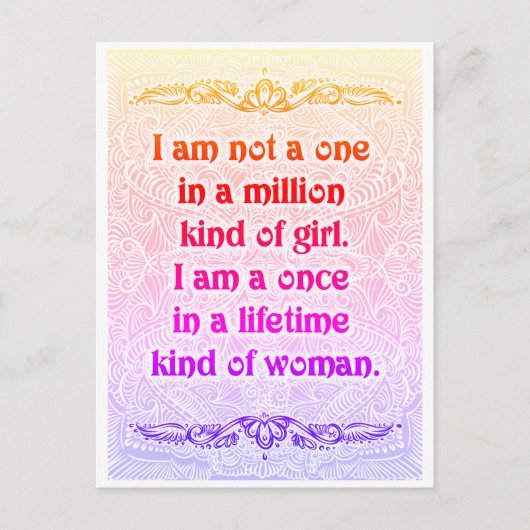 Ik ben geen one - positieve quotes briefkaart (Voorkant)