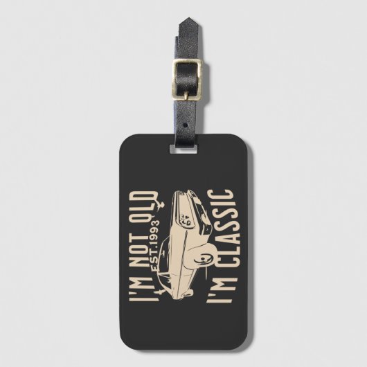 Ik ben geen oude, klassieke moderne elegante zwart bagagelabel (Voorkant (verticaal))