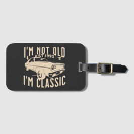 Ik ben geen oude, klassieke moderne elegante zwart bagagelabel