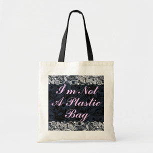 Ik ben geen plastieken tas- wit kant tote bag