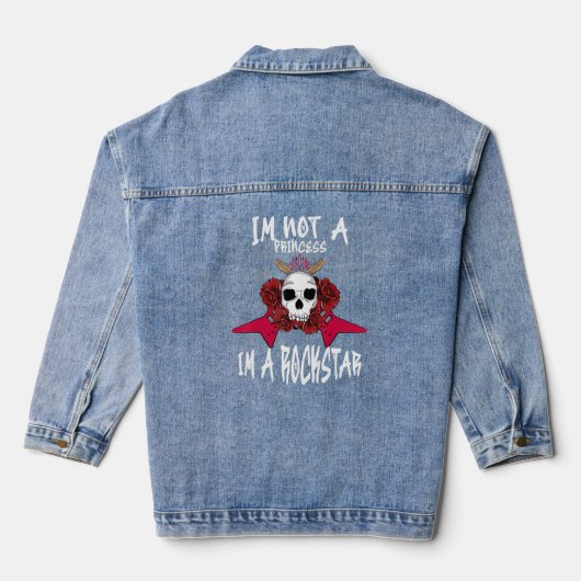Ik ben geen Princess Ik ben een Rockstar gitaar Pu Denim Jacket (Achterkant)