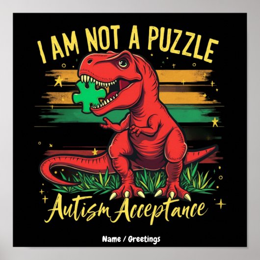 Ik Ben Geen Puzzel Omarm Autisme Acceptatie Poster (Voorkant)