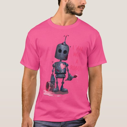 IK Ben Geen Robot Grijs Met Computer Internet T-shirt (Voorkant)