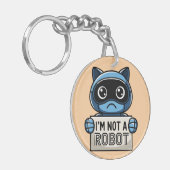 Ik ben geen robotkat-sleutelhanger sleutelhanger (Voorkant Links)