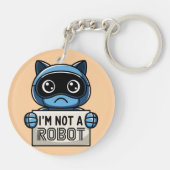 Ik ben geen robotkat-sleutelhanger sleutelhanger (Achterkant)