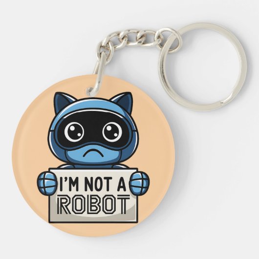 Ik ben geen robotkat-sleutelhanger sleutelhanger (Achterkant)