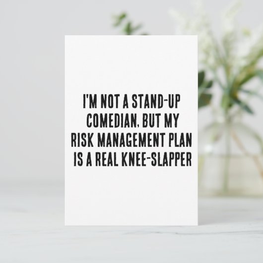 Ik ben geen stand-up comedian, maar mijn risicobeh bedankkaart (Staand voorkant)