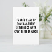 Ik ben geen stand-up comedian, maar mijn server lo bedankkaart (Staand voorkant)