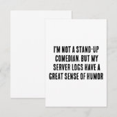 Ik ben geen stand-up comedian, maar mijn server lo bedankkaart (Voorkant / Achterkant)
