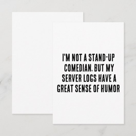 Ik ben geen stand-up comedian, maar mijn server lo bedankkaart (Voorkant / Achterkant)