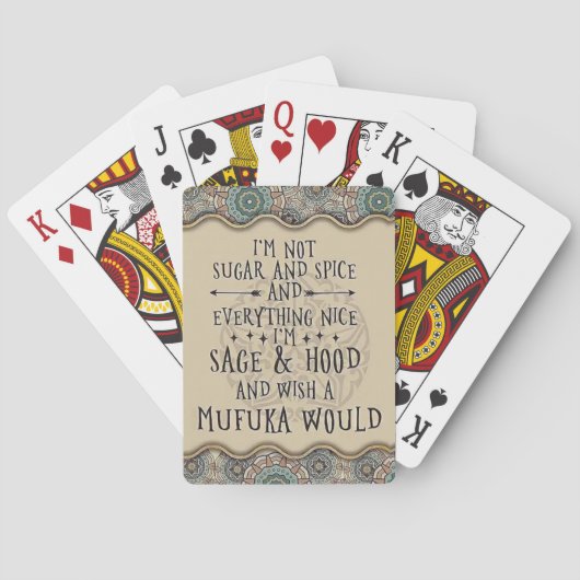 Ik ben geen Suiker en Spice Pokerkaarten (Achterkant)