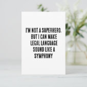 Ik ben geen superheld, maar ik kan juridische taal bedankkaart (Staand voorkant)