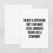 Ik ben geen superheld, maar ik kan juridische taal bedankkaart (Voorkant / Achterkant)