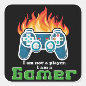 Ik ben geen zwarte coole moderne joystick vierkante sticker (Voorkant)