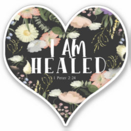 IK BEN GEHEALISEERD Floral Heart Christelijke Vers Sticker
