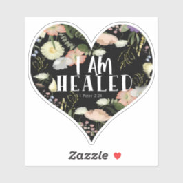 IK BEN GEHEALISEERD Floral Heart Christelijke Vers Sticker