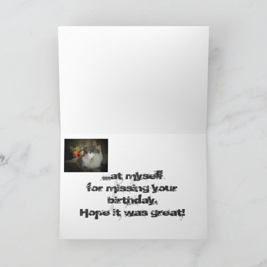 Ik ben gek! Dat ik je verjaardagskat heb gemist Kaart (Binnen)