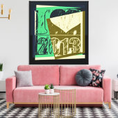 Ik ben gek op 2013 - Pop-kunst-schilderwerk Canvas Afdruk (Insitu (Woonkamer))