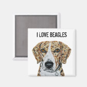 Ik ben gek op Beagles Magnet (Voorkant / Achterkant)