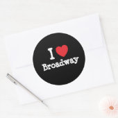 Ik ben gek op Broadway-hart op maat Ronde Sticker (Envelop)