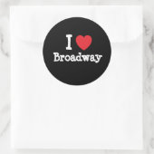 Ik ben gek op Broadway-hart op maat Ronde Sticker (Tas)