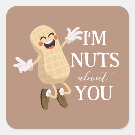 Ik ben gek op de grappige liefdeswoordspeling van  vierkante sticker (Voorkant)