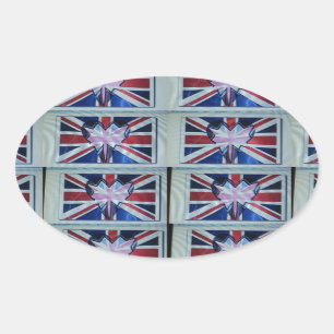 Ik ben gek op Engelse art print Ovale Sticker