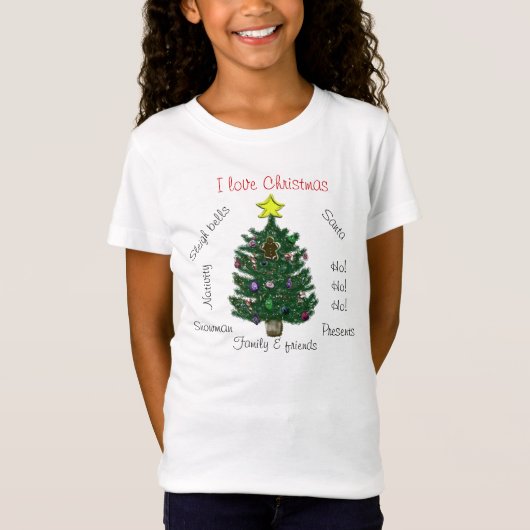 Ik ben gek op Gele Ster Gingerbread Man Tree T-shirt (Voorkant)