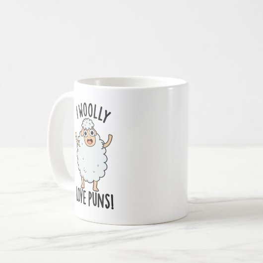 Ik ben gek op grappige schapenwoordjes koffiemok (Voorkant links)