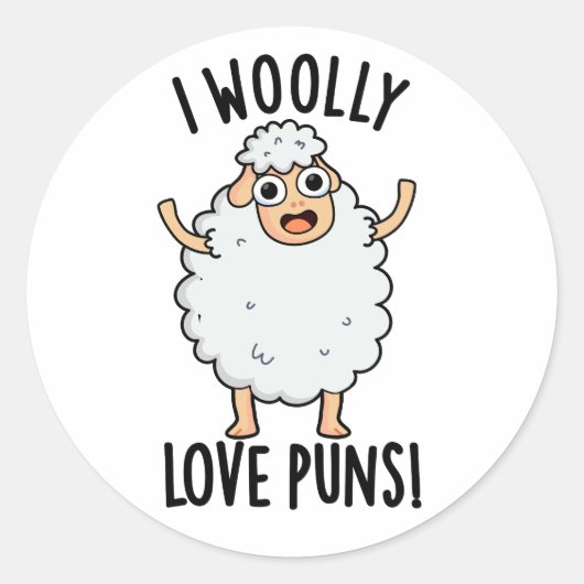 Ik ben gek op grappige schapenwoordjes ronde sticker (Voorkant)
