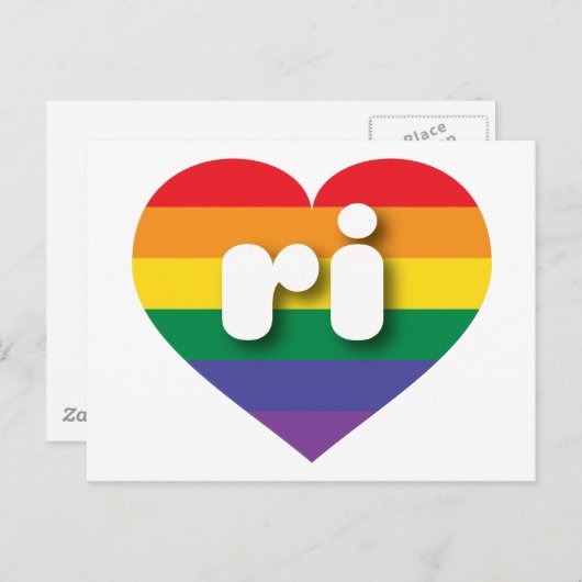 Ik ben gek op het Rhode Island Rainbow Heart Briefkaart (Voorkant / Achterkant)