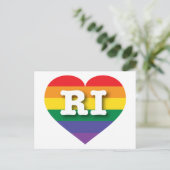 Ik ben gek op het Rhode Island Rainbow Heart Briefkaart (Staand voorkant)